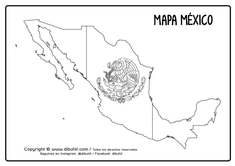 Mapa de México con bandera para colorear DibuHit