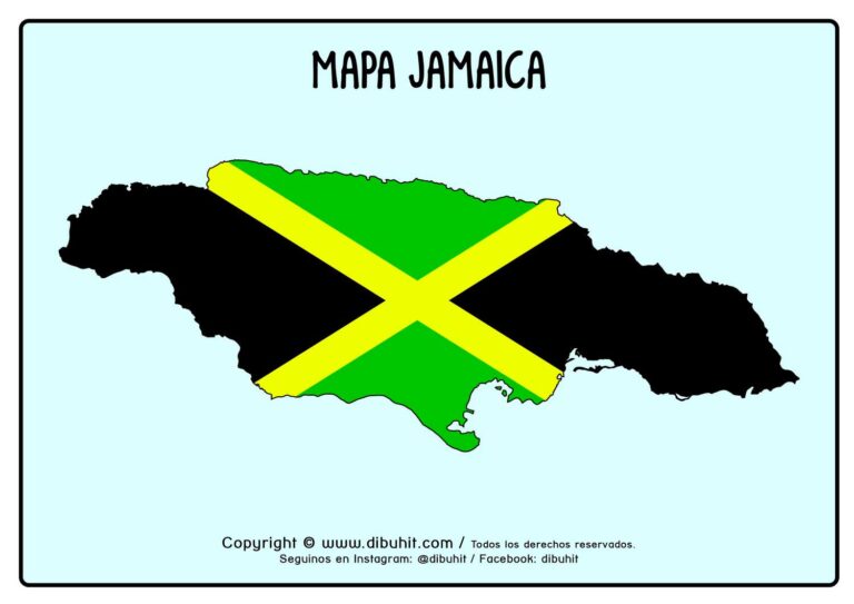 Mapa Jamaica Con Bandera Dibuhit