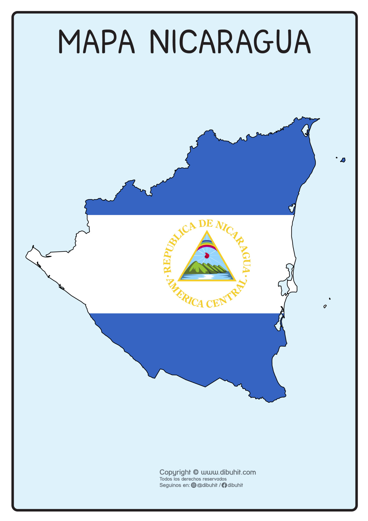 Mapa Nicaragua Con Bandera Dibuhit