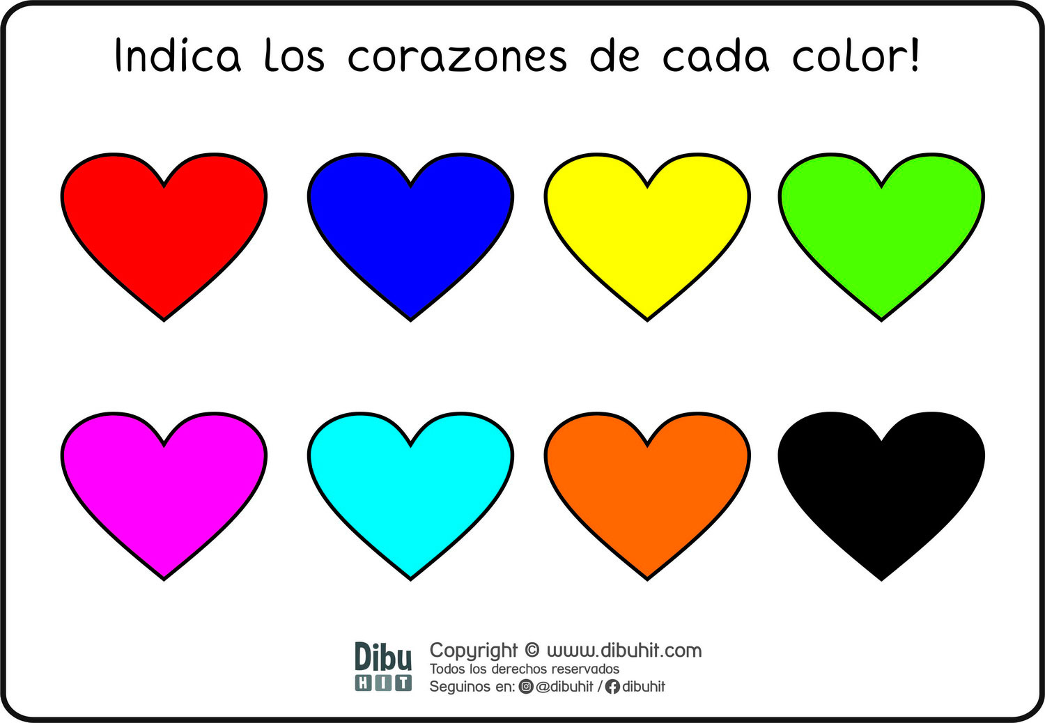 Lamina didactica corazon rojo corazon azul corazon amarillo corazon verde corazon fucsia corazon celeste corazon naranja corazon negro