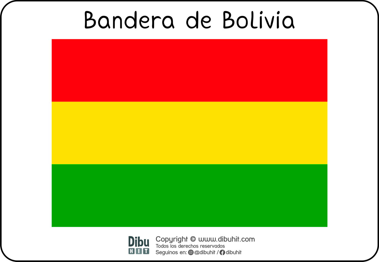 Lamina didactica bandera de Bolivia a colores