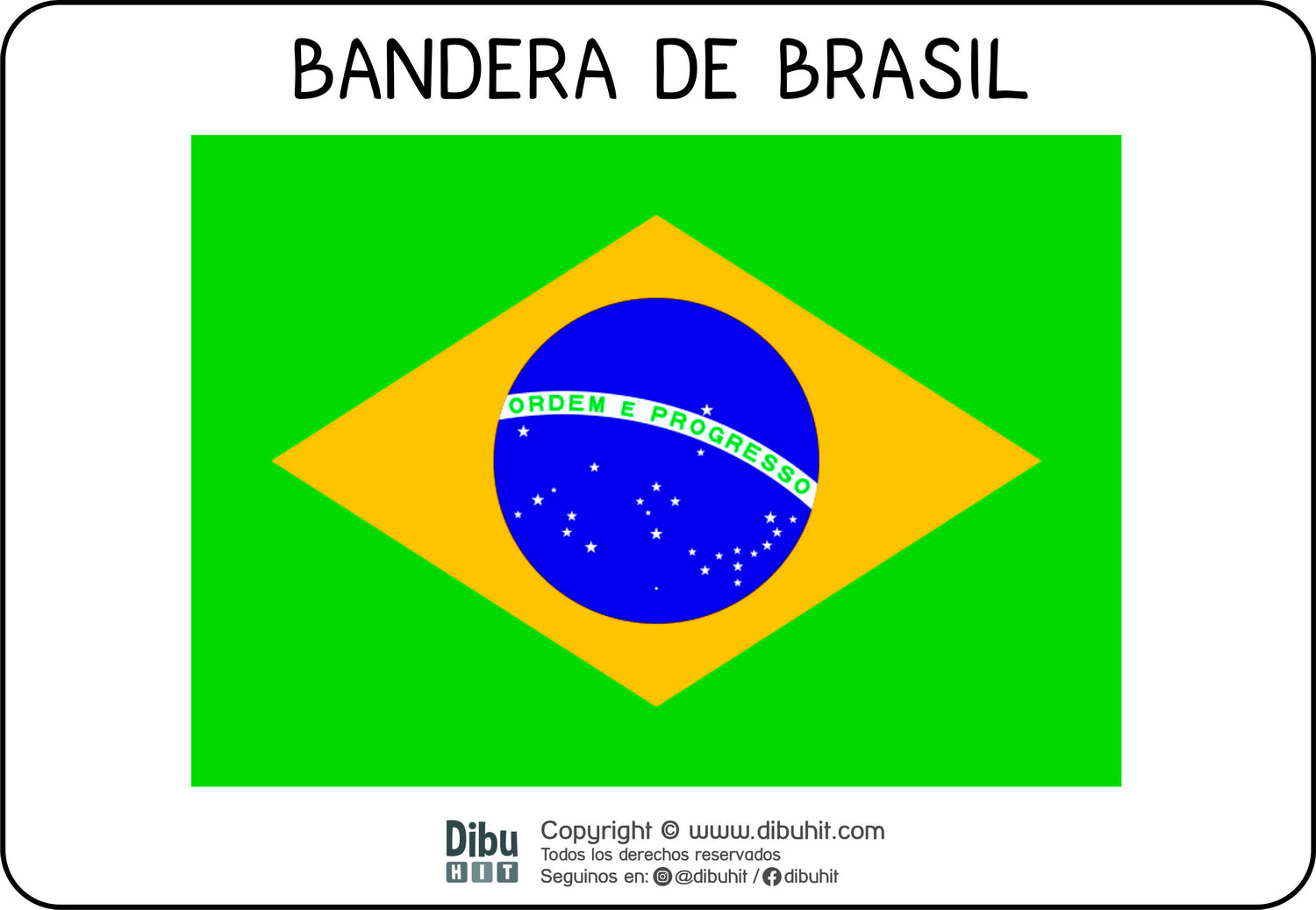 Lamina didactica bandera de Brasil a colores
