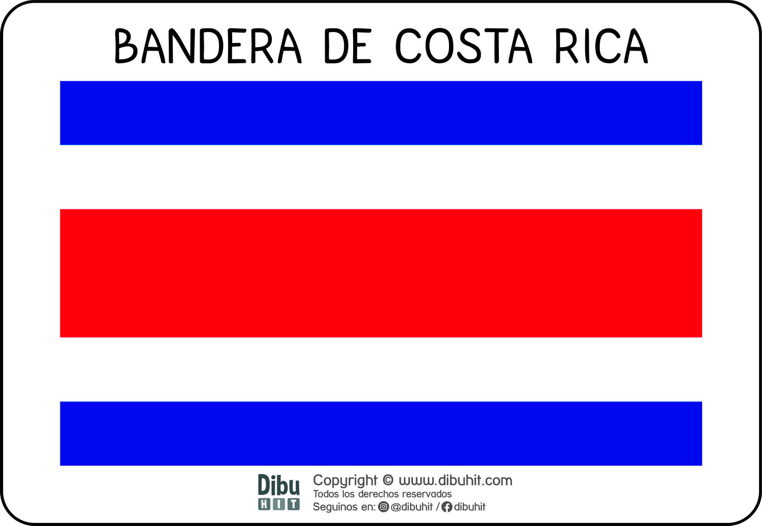 Lamina didactica bandera de Costa Rica a colores