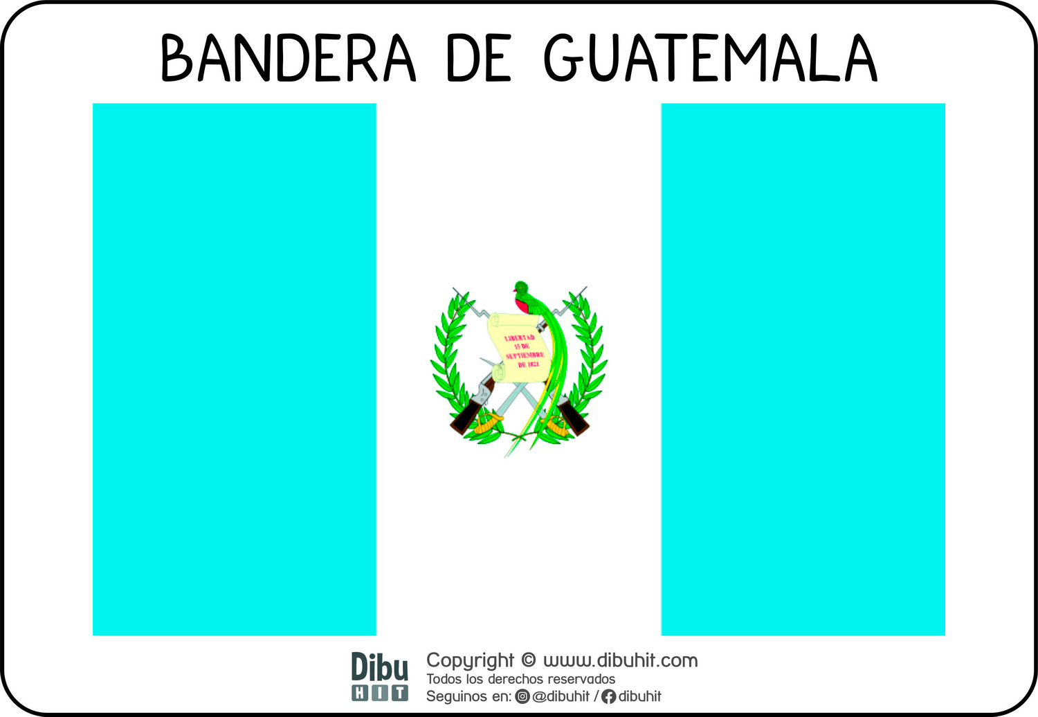Lamina didactica bandera de Guatemala a colores