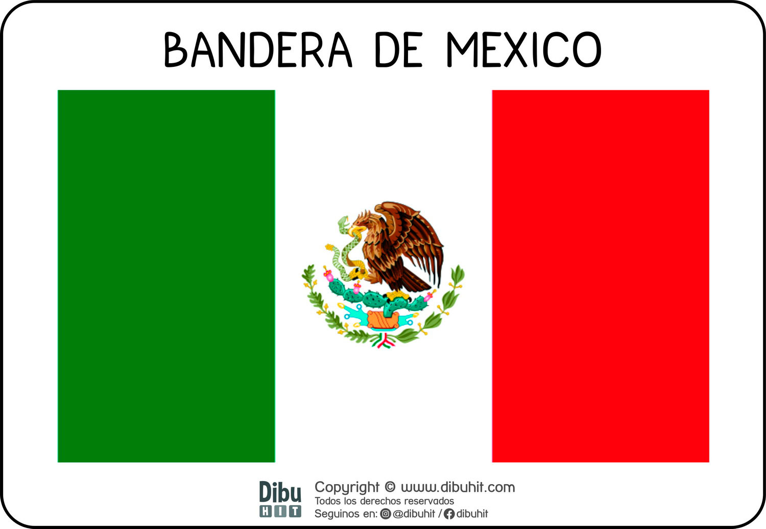 Lamina didactica bandera de Mexico a colores