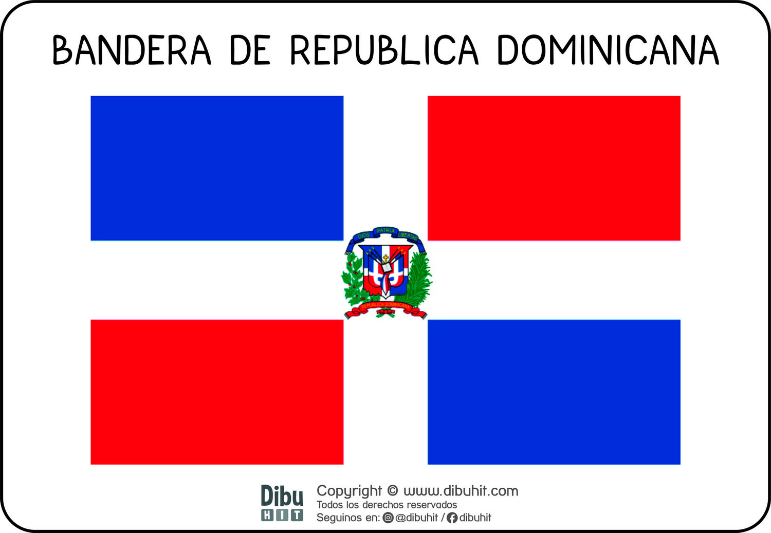 Lamina didactica bandera de Republica Dominica a colores