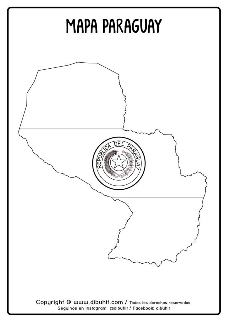 Mapa De Paraguay Con Bandera Para Colorear Dibuhit 8259