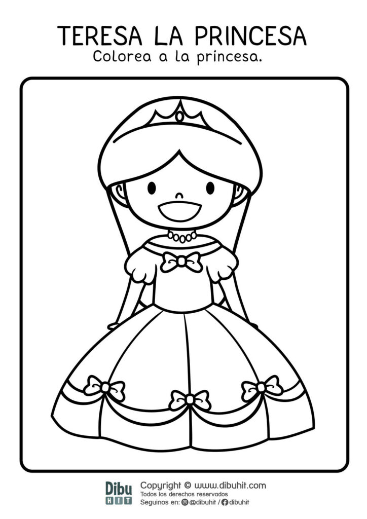 dibujo de una niña princesa para colorear