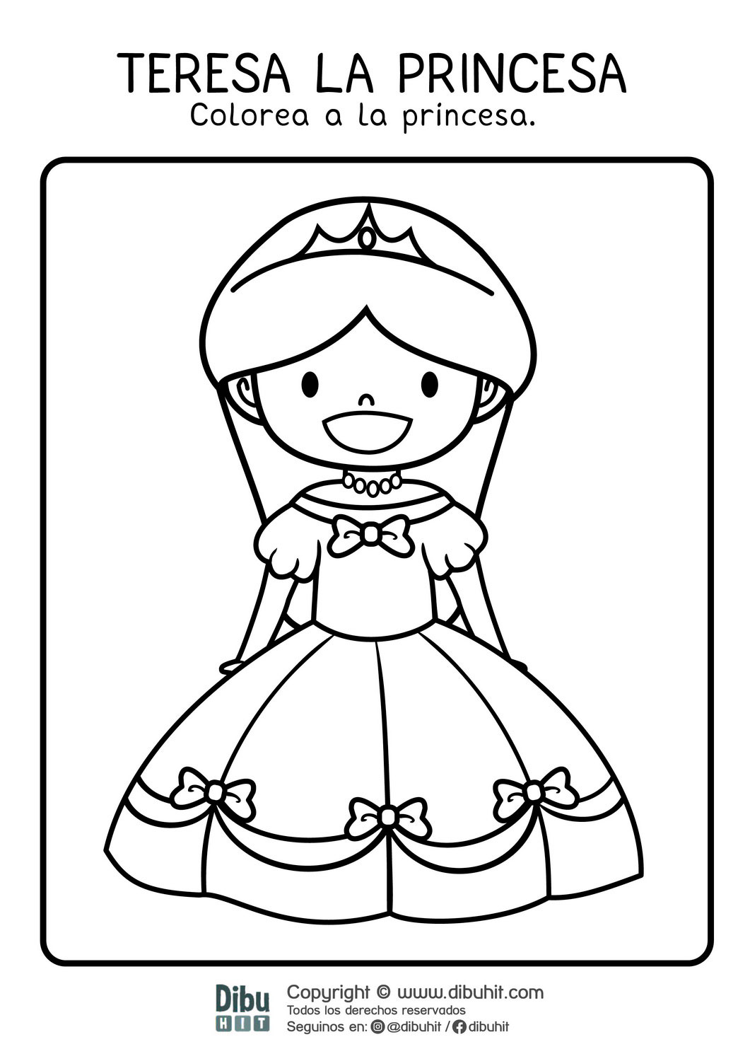 dibujo de una niña princesa para colorear