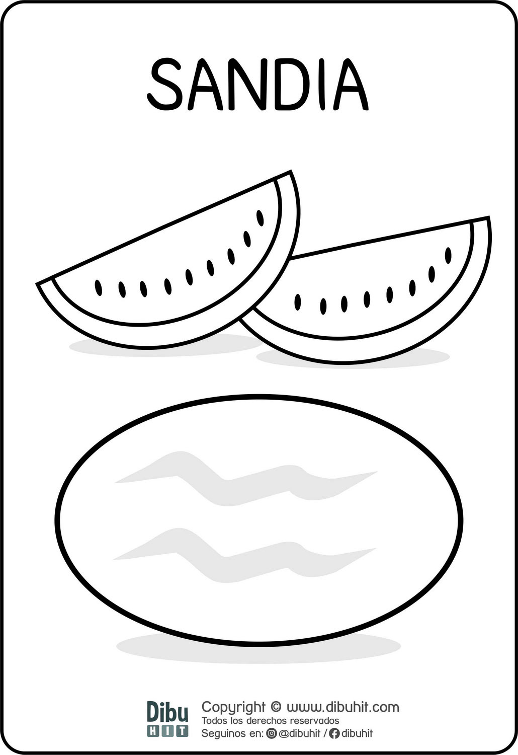 dibujo de sandia watermelon para colroear