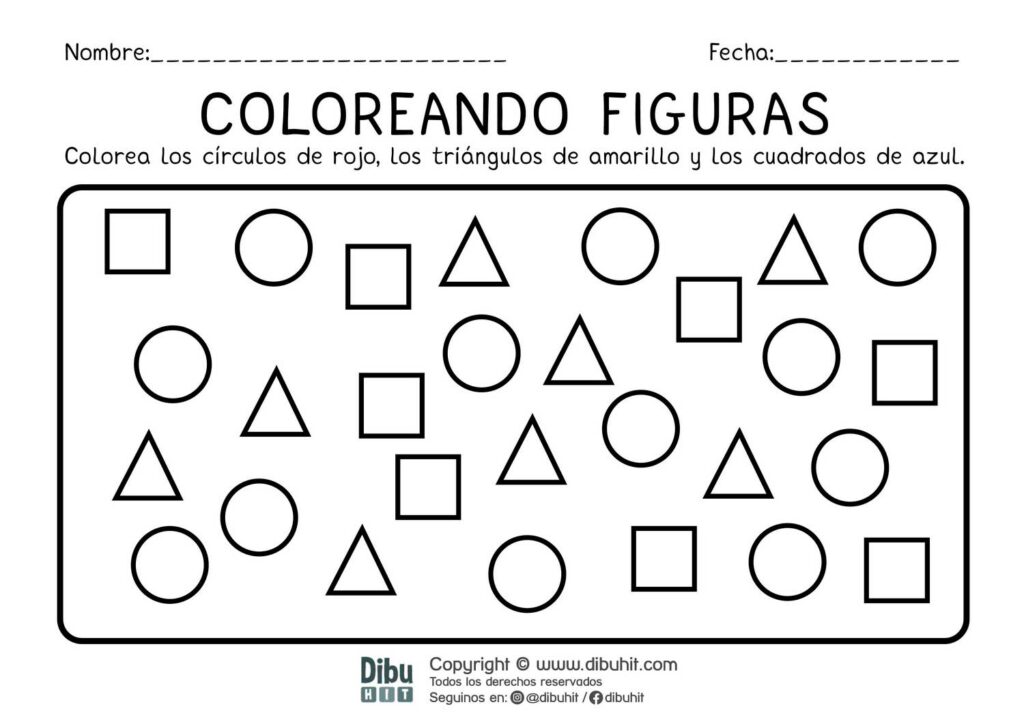 Dibujo para colorear formas geometricas circulos triangulos cuadrados