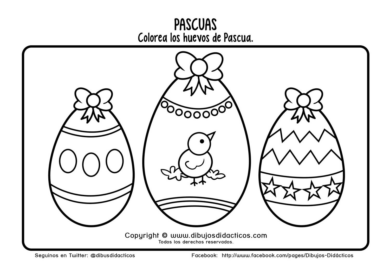 dibujo para colorear de pascuas huevos y pollito