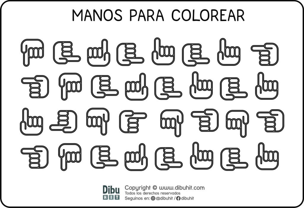 Dibujo de manitos para colorear