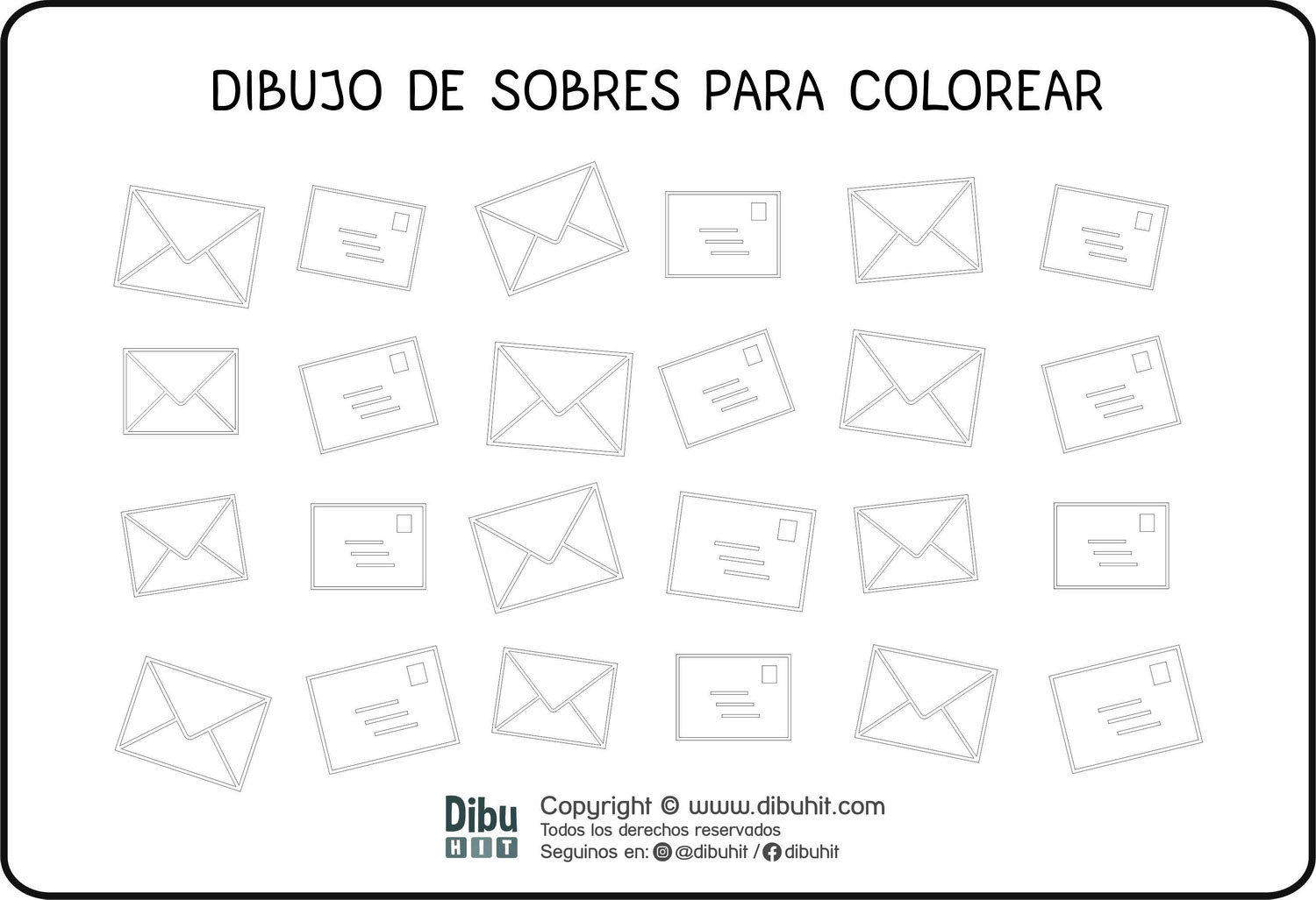 Dibujo de sobres cartas para colorear