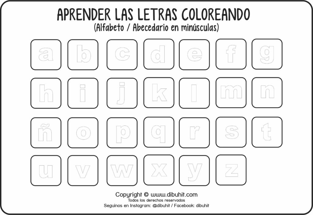 Lamina didactica aprender las letras minusculas coloreando