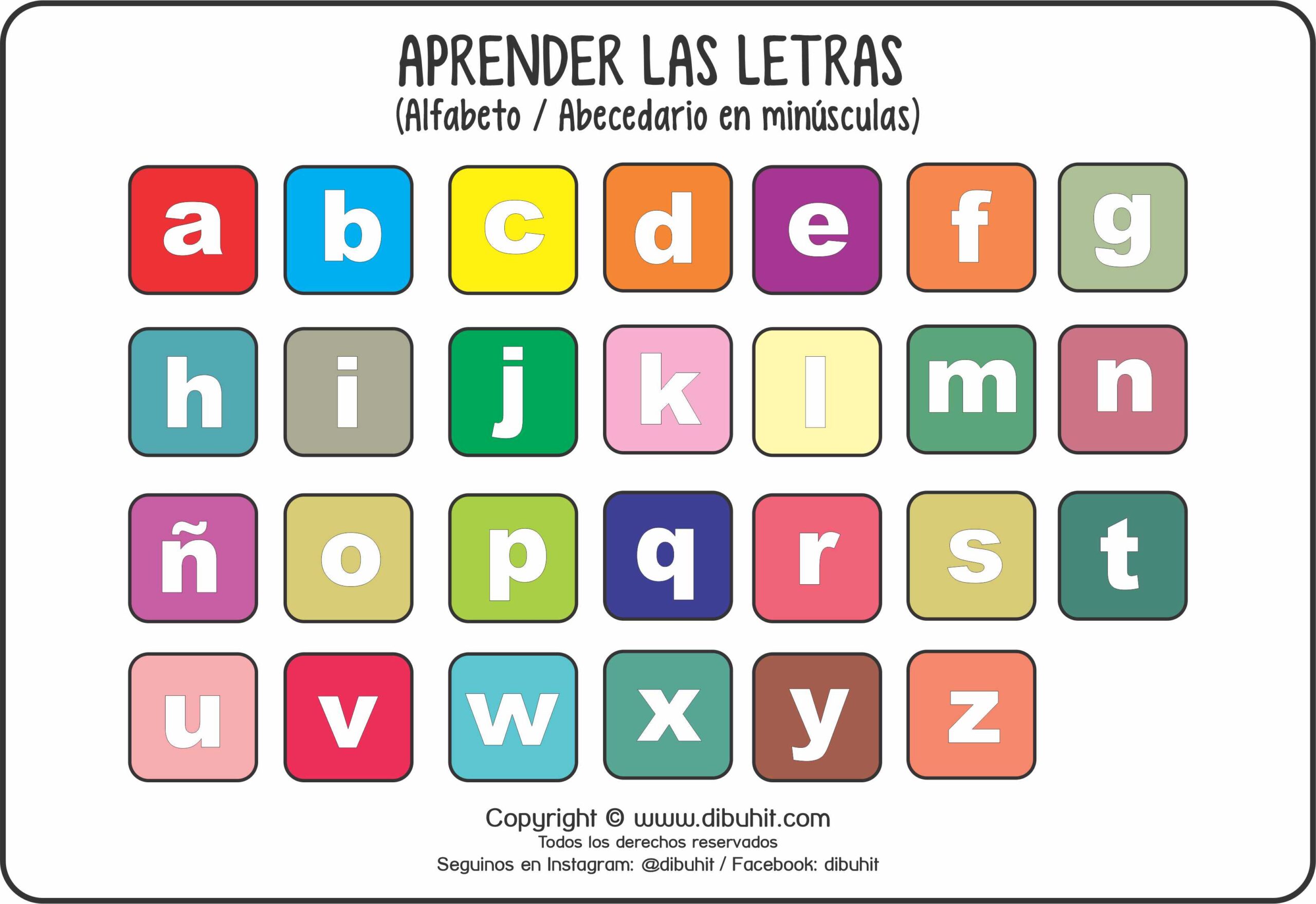 aprender letras alfabeto minusculas imprenta fichas colores