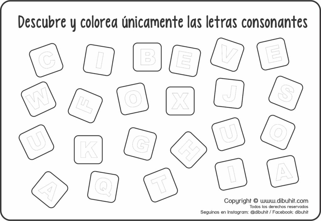 Dibujos didacticos para educacion inicial descubre y colorea las consonantes