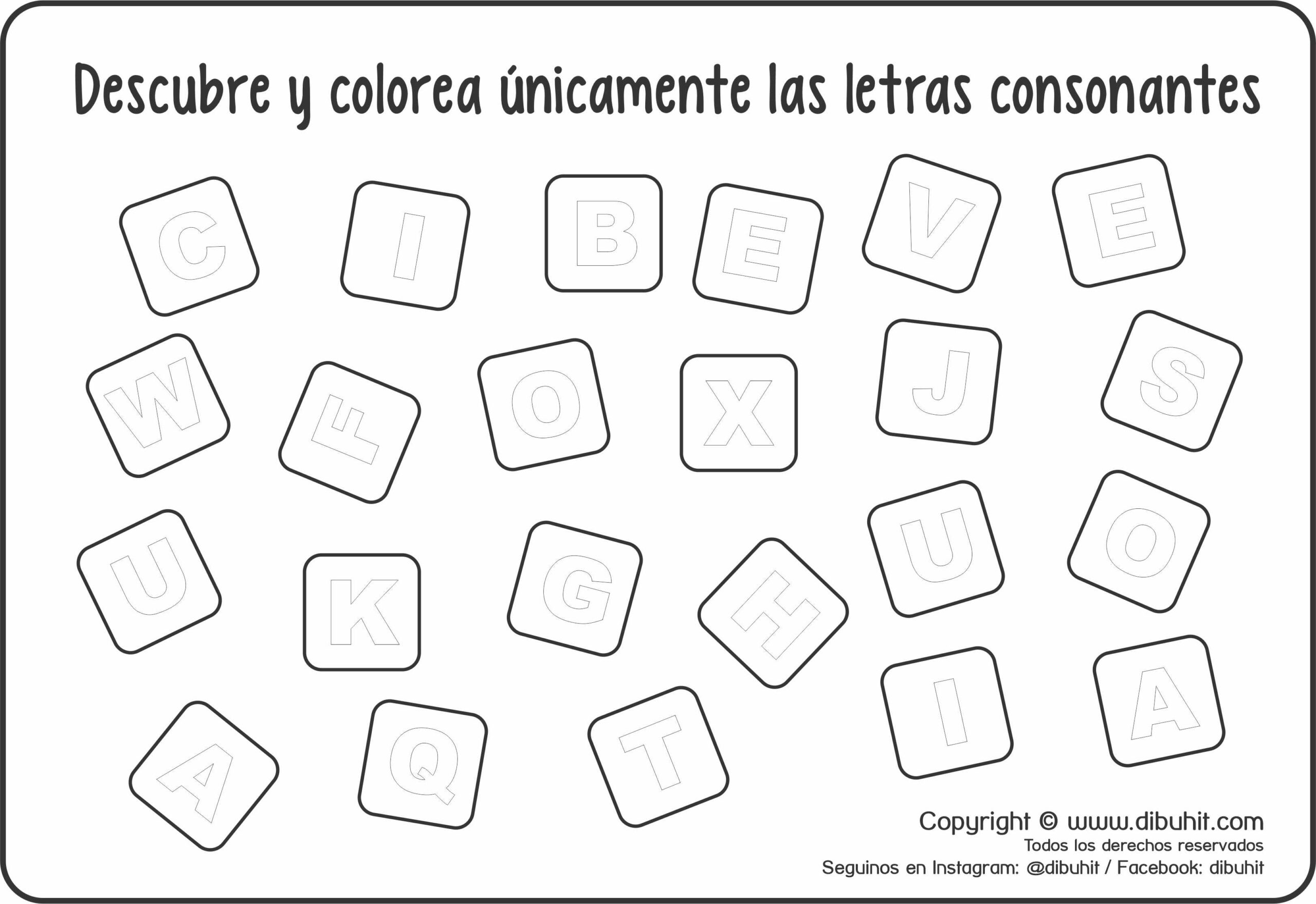 Dibujos didacticos para educacion inicial descubre y colorea las consonantes