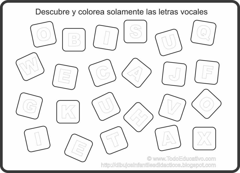 Dibujos didacticos para educacion inicial descubre y colorea las vocales