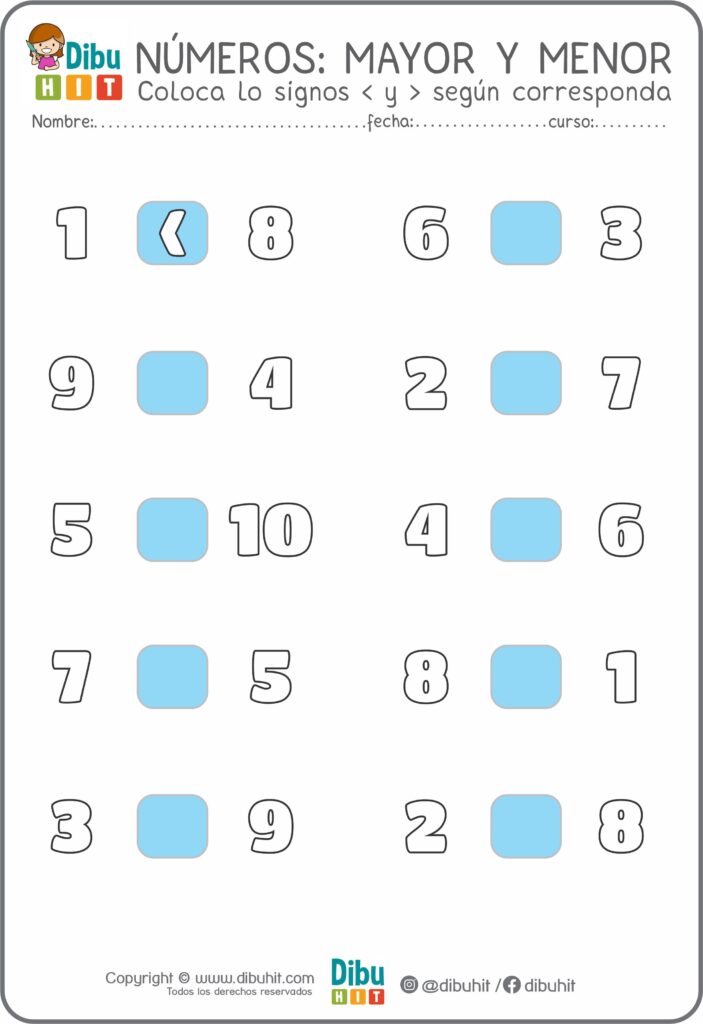 Actividad didactica practicar numeros mayor y menor