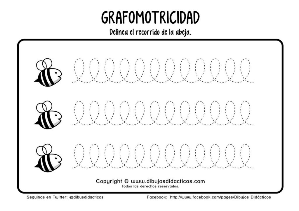 Grafomotricidad abejas puntos recorrido