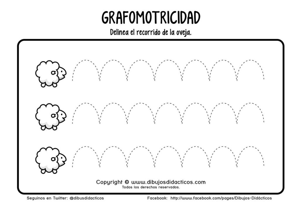 Grafomotricidad ovejas puntos recorrido