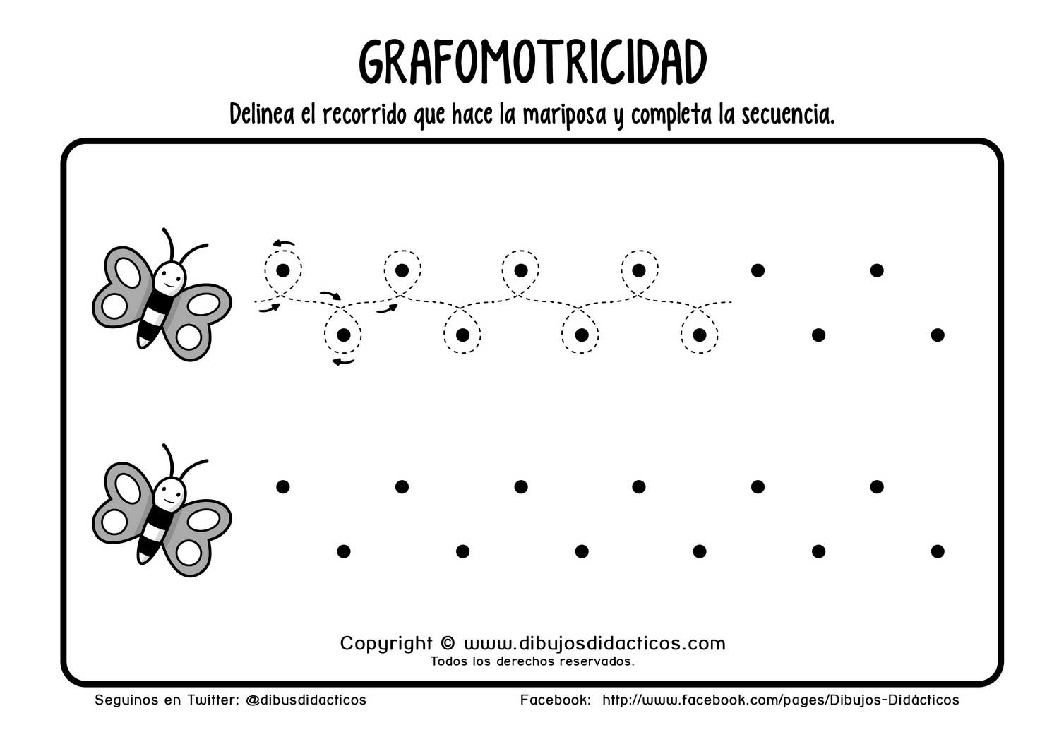 Grafomotricidad mariposas puntos recorrido