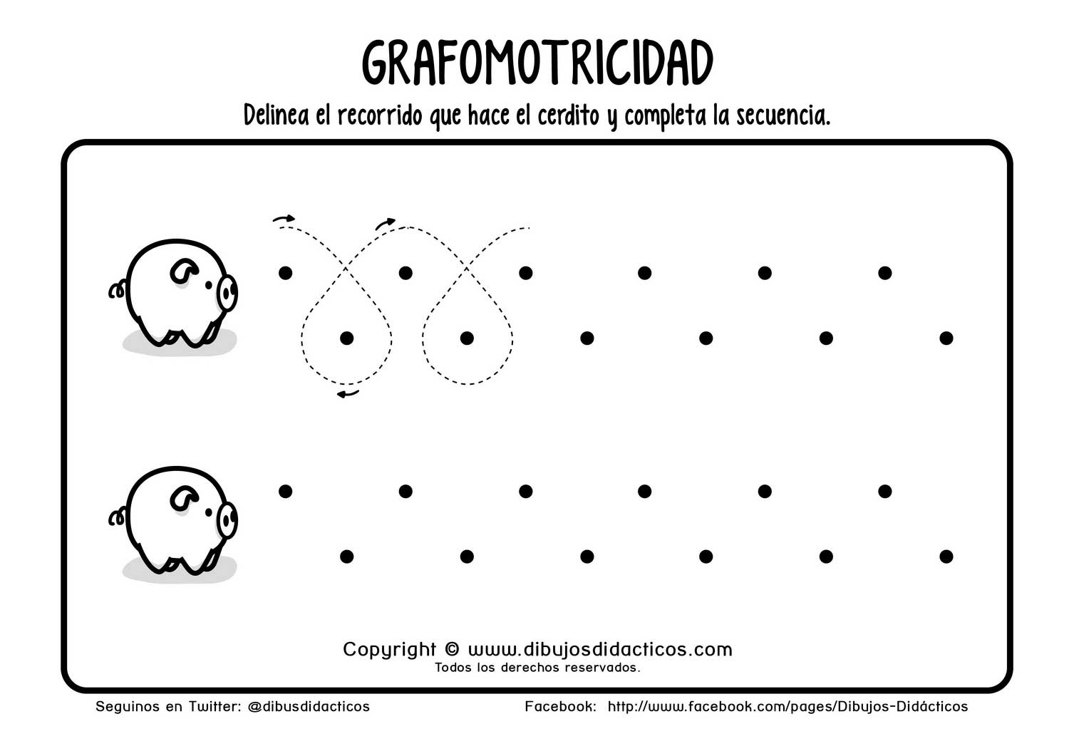 Grafomotricidad cerditos puntos recorrido