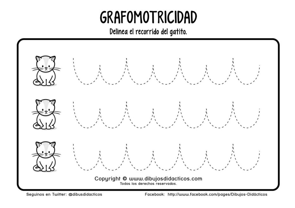 Grafomotricidad gatitos puntos recorrido