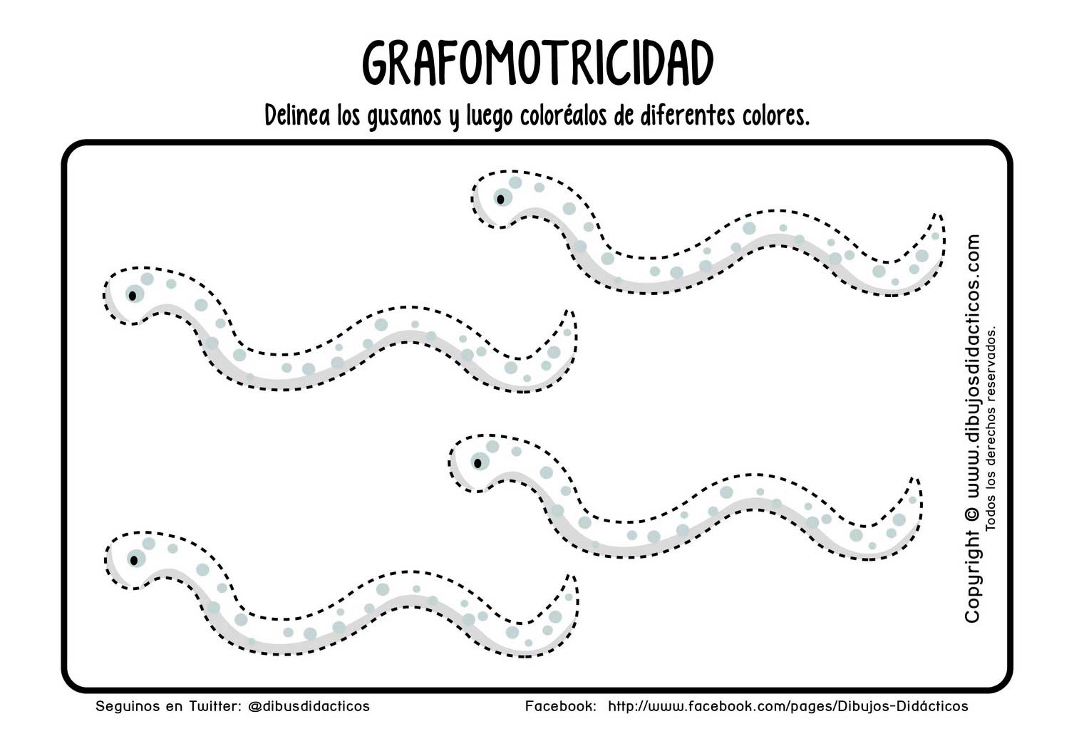 Grafomotricidad gusano puntos recorrido