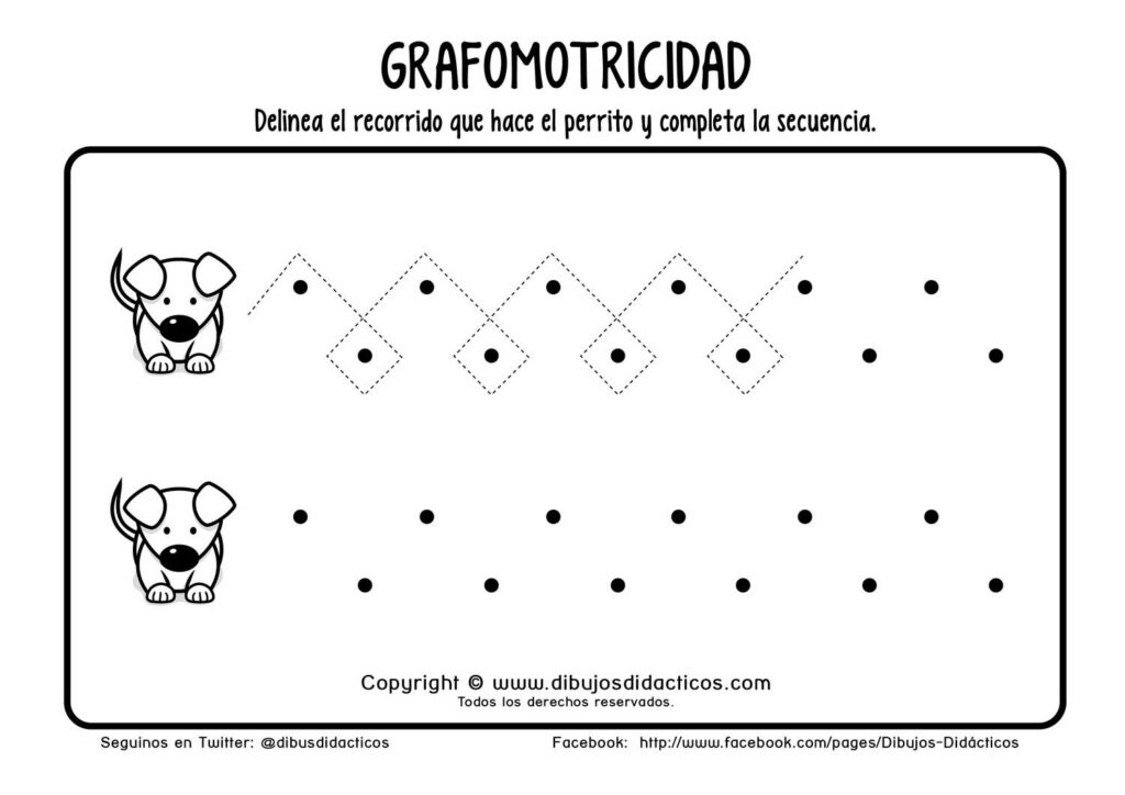 Grafomotricidad perritos puntos recorrido