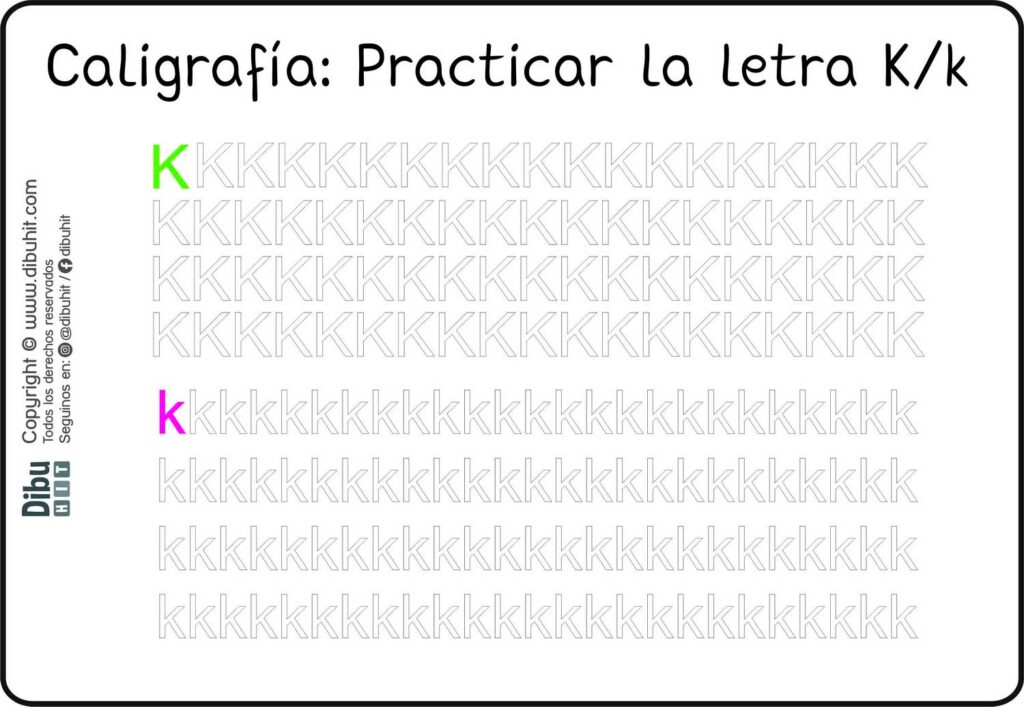 Caligrafía Practicar La Letra K Dibuhit 3707