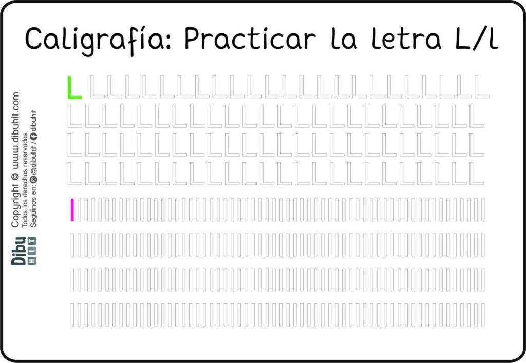 ficha didactica caligrafia letra l