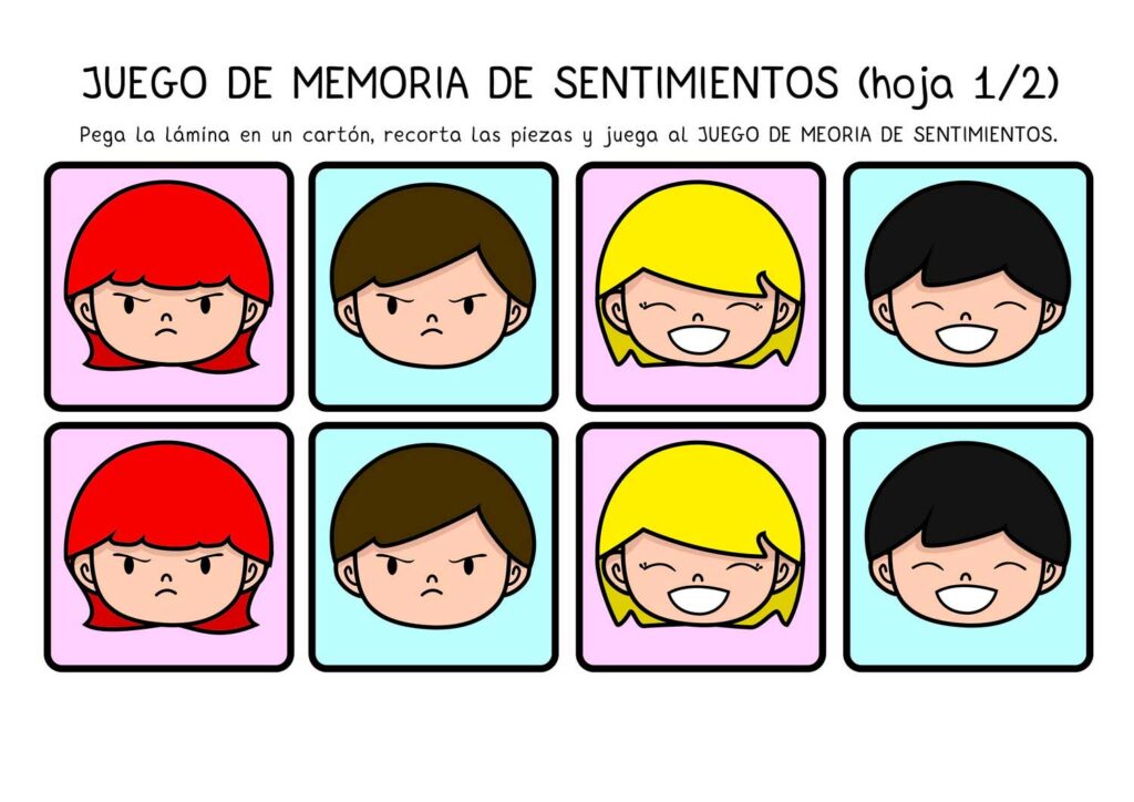 memotest sentimientos niños niñas