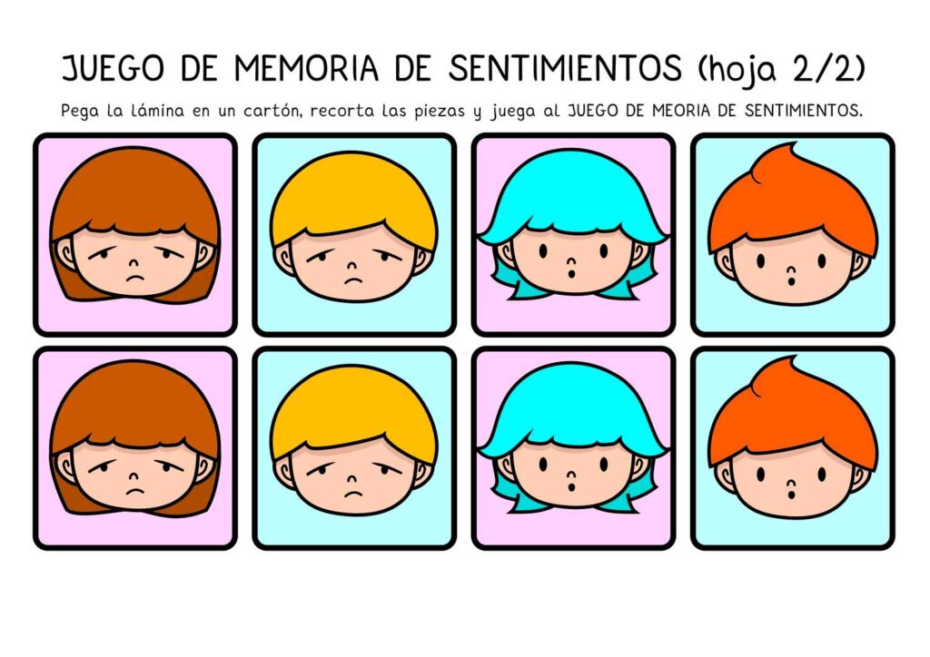 memotest sentimientos niños niñas