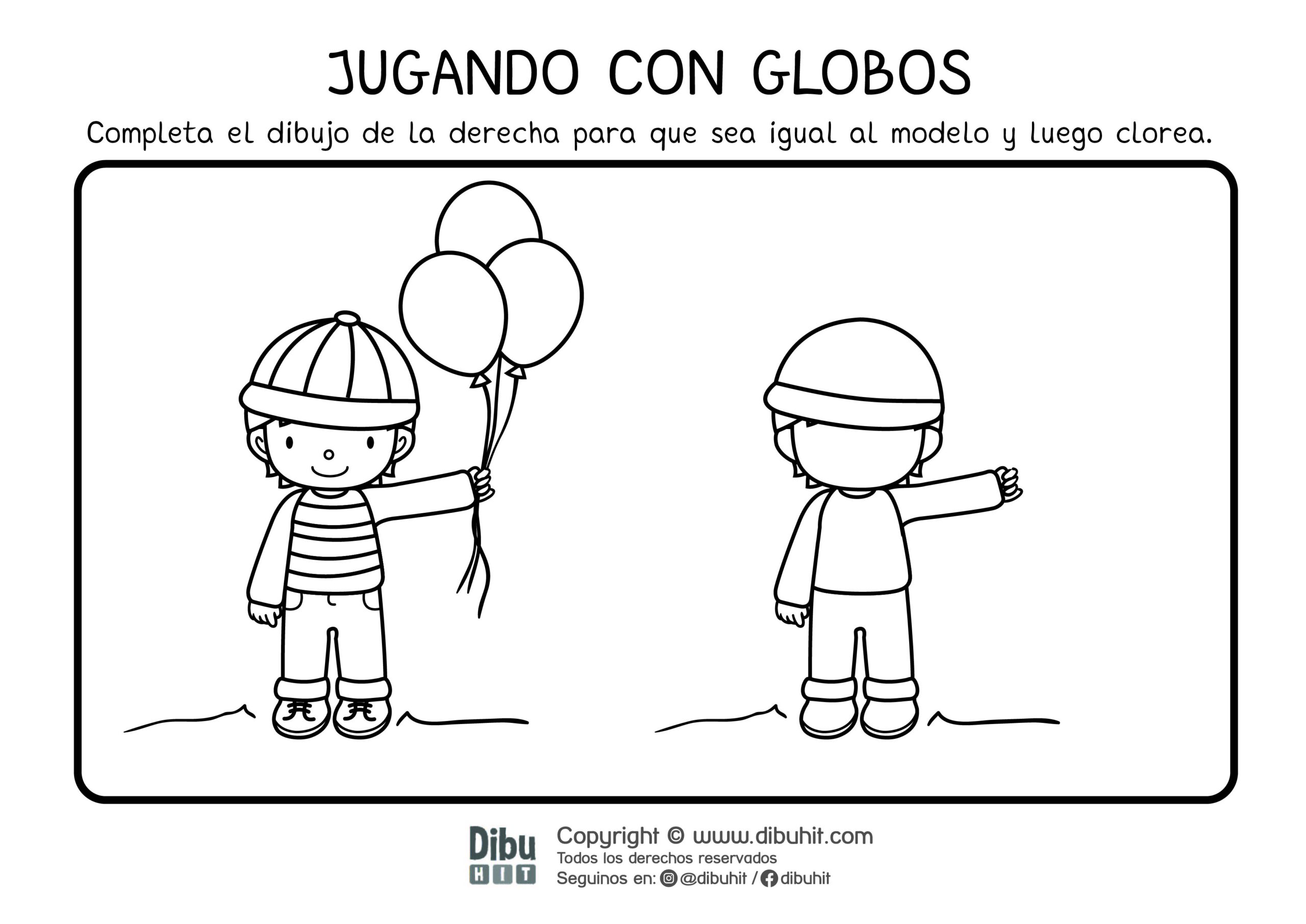 Niños globos actividad completar