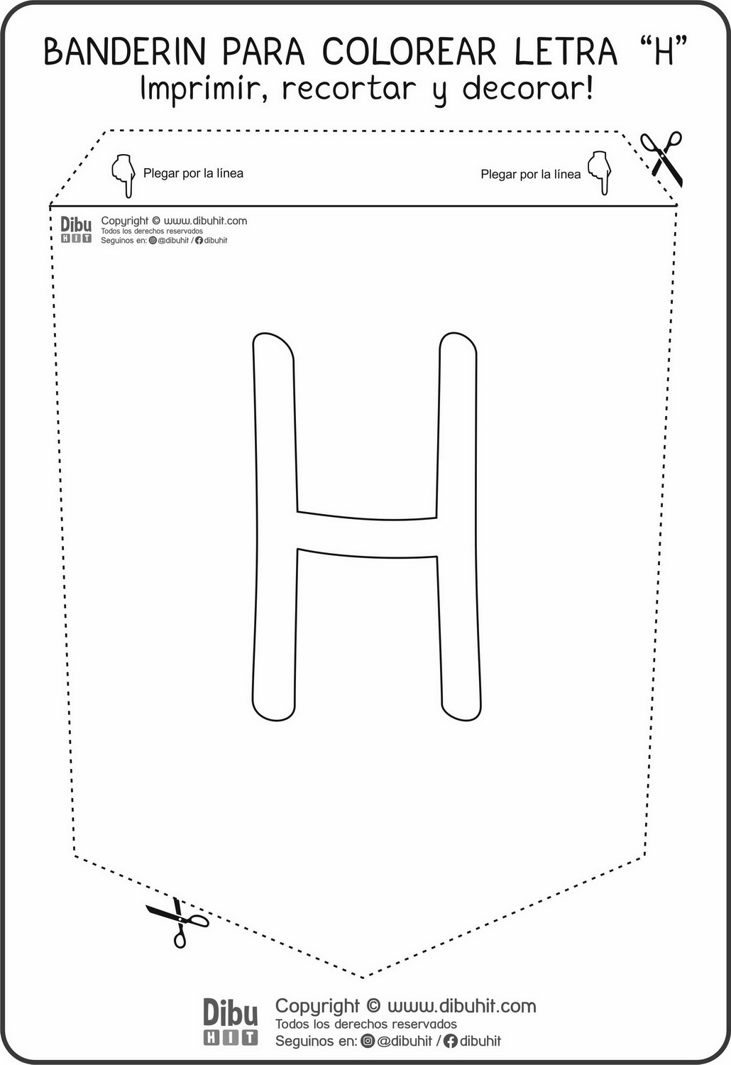 Banderín Para Colorear Letra H Dibuhit 