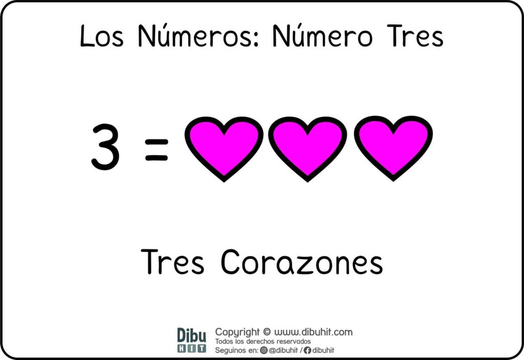 Lamina didactica numero 3 corazones fucsia