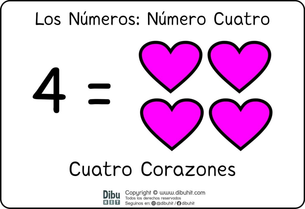 Lamina didactica numero 4 corazones fucsia