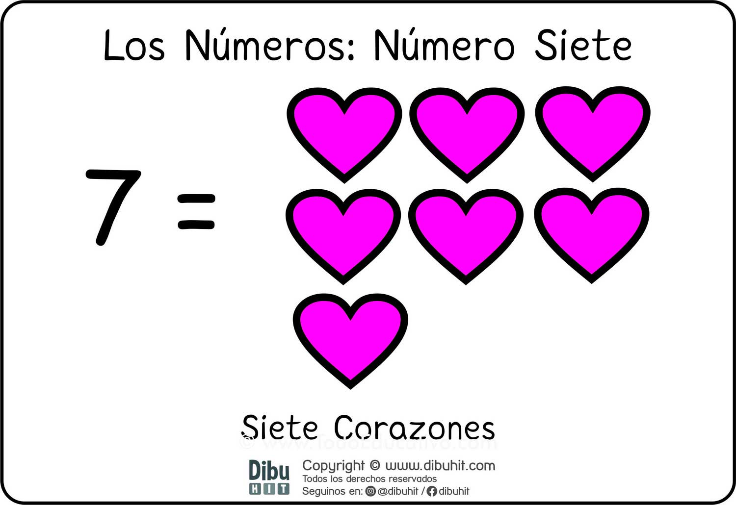 Lamina didactica numero 9 corazones fucsia