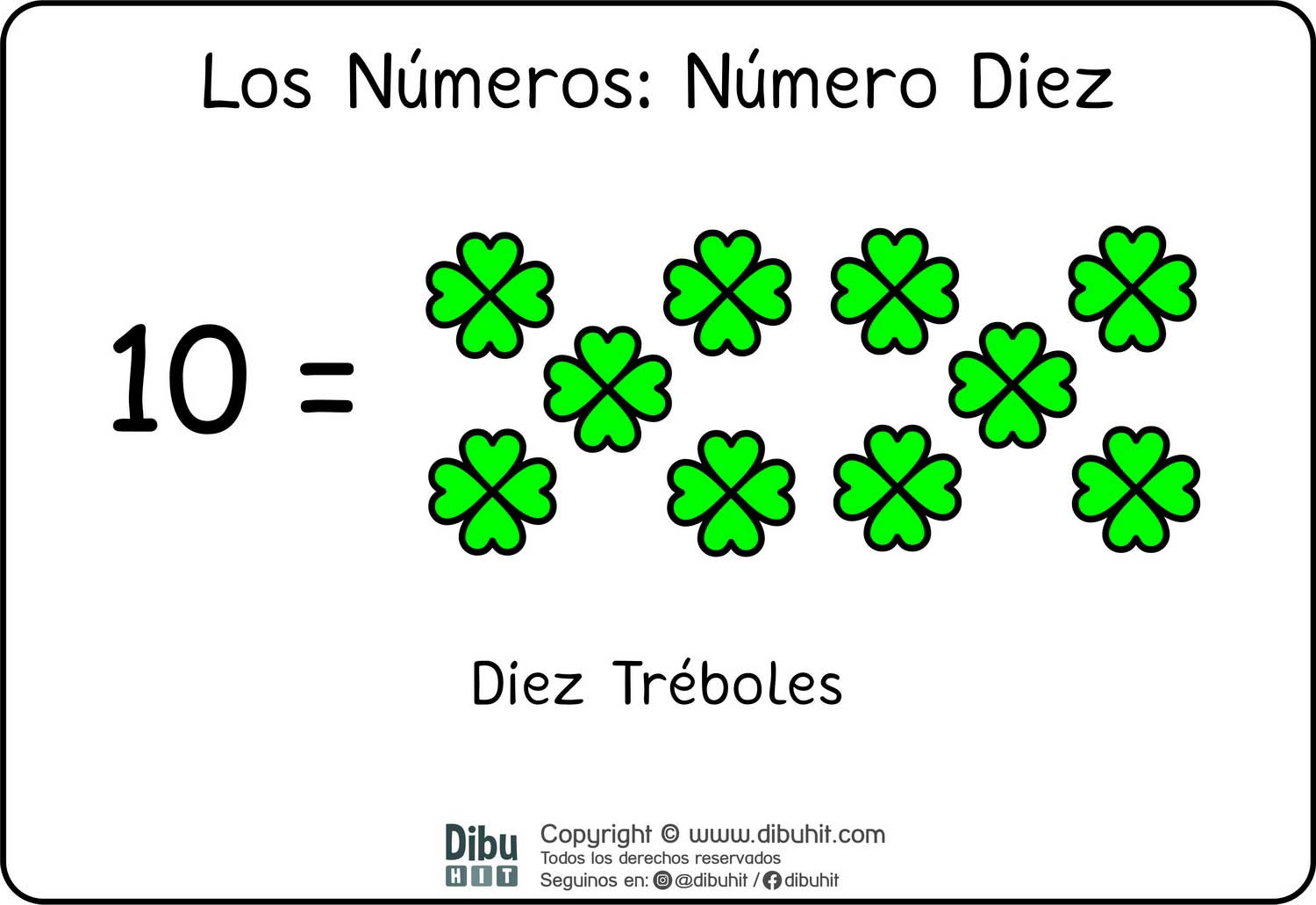 Lamina didactica numero 10 treboles verdes