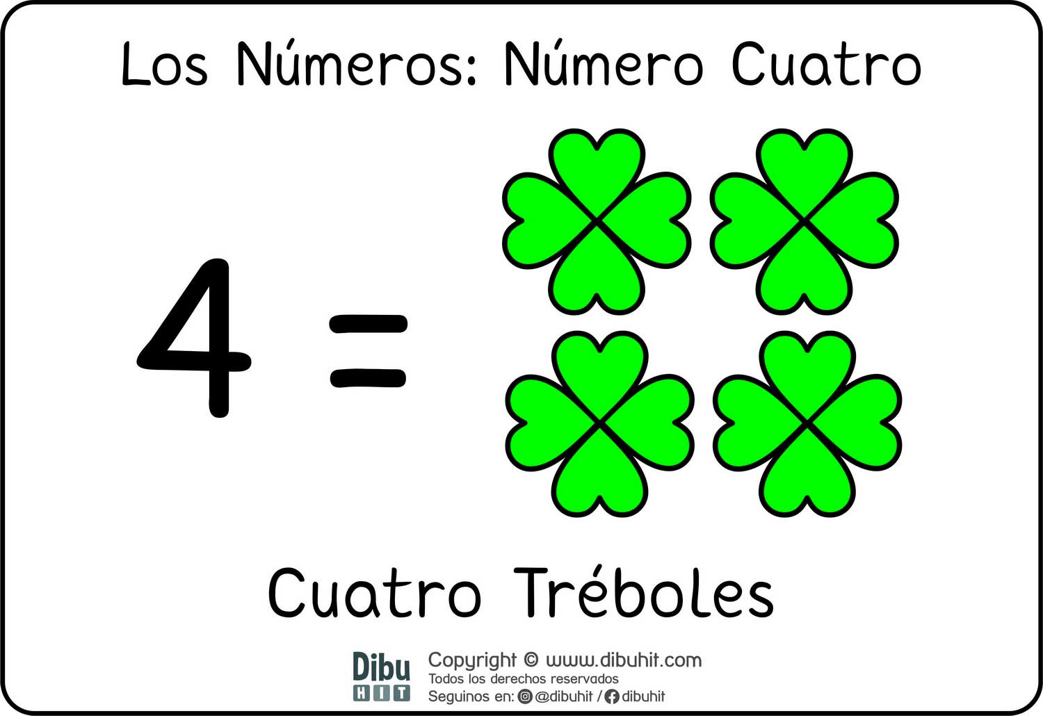 Lamina didactica numero 4 treboles verdes