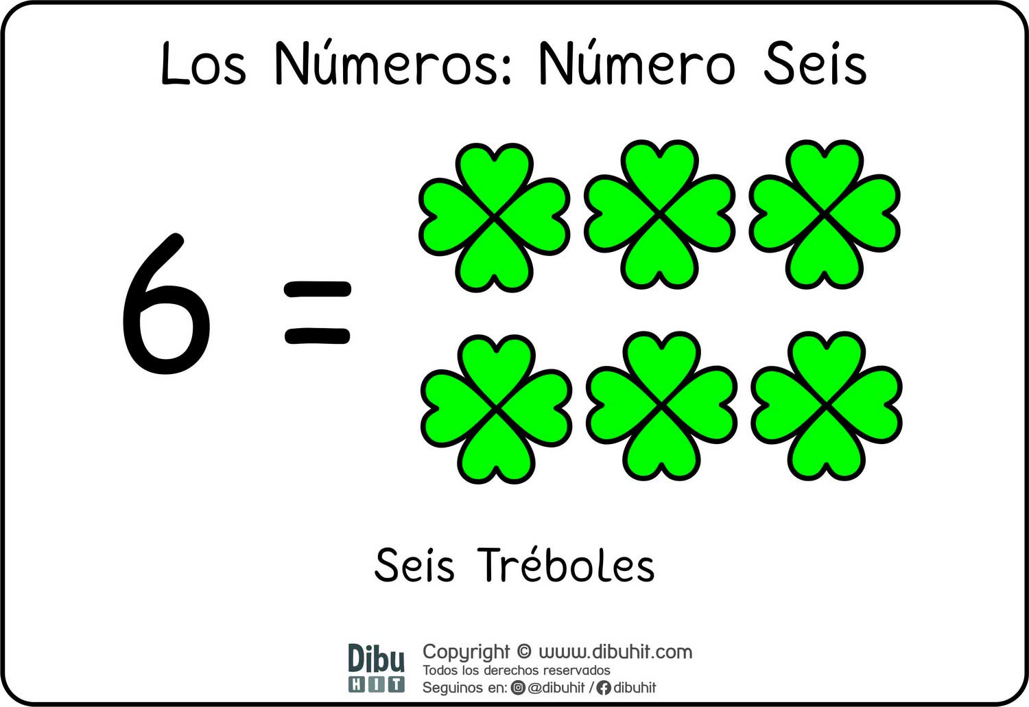 Lamina didactica numero 6 treboles verdes