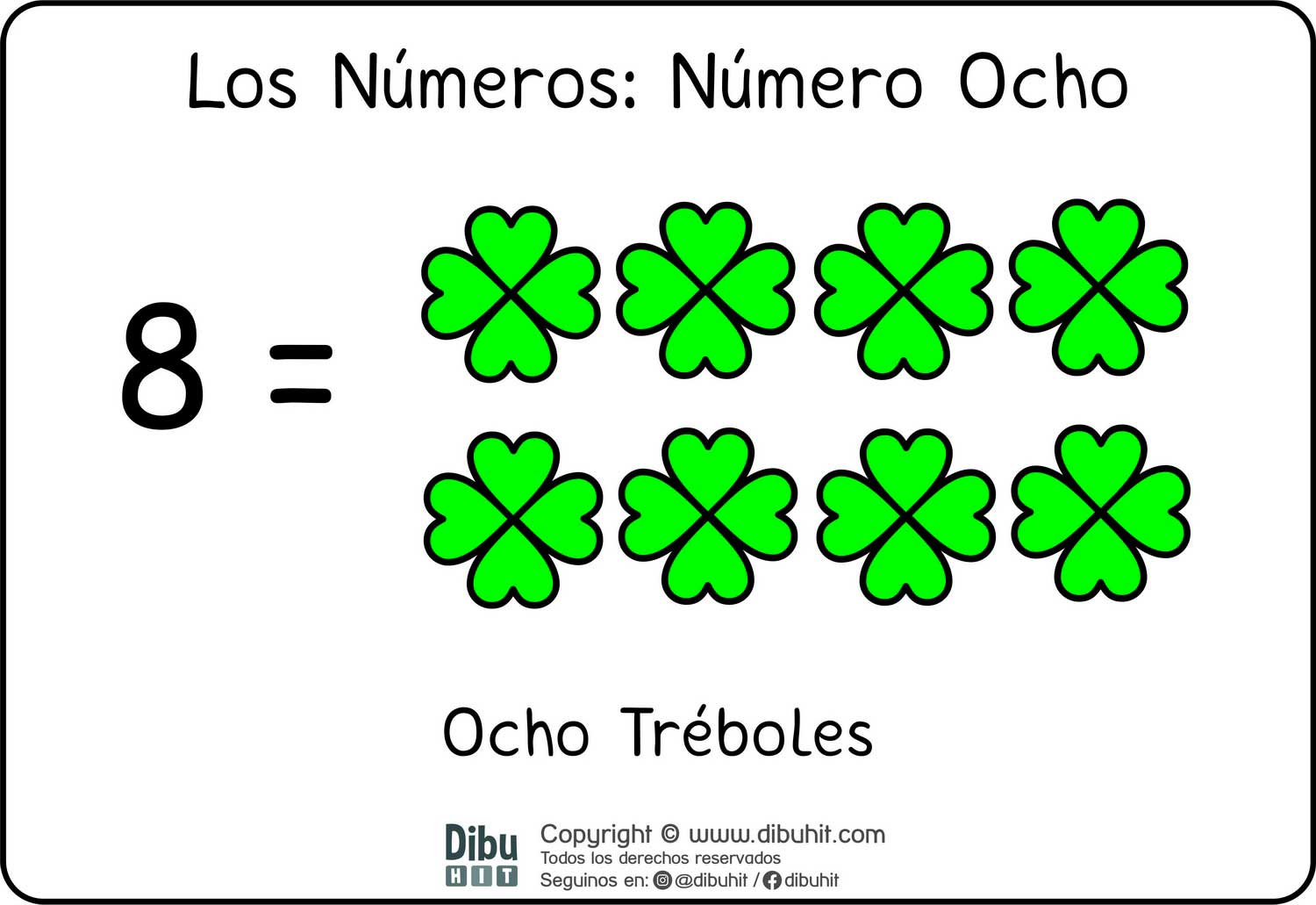 Lamina didactica numero 8 treboles verdes