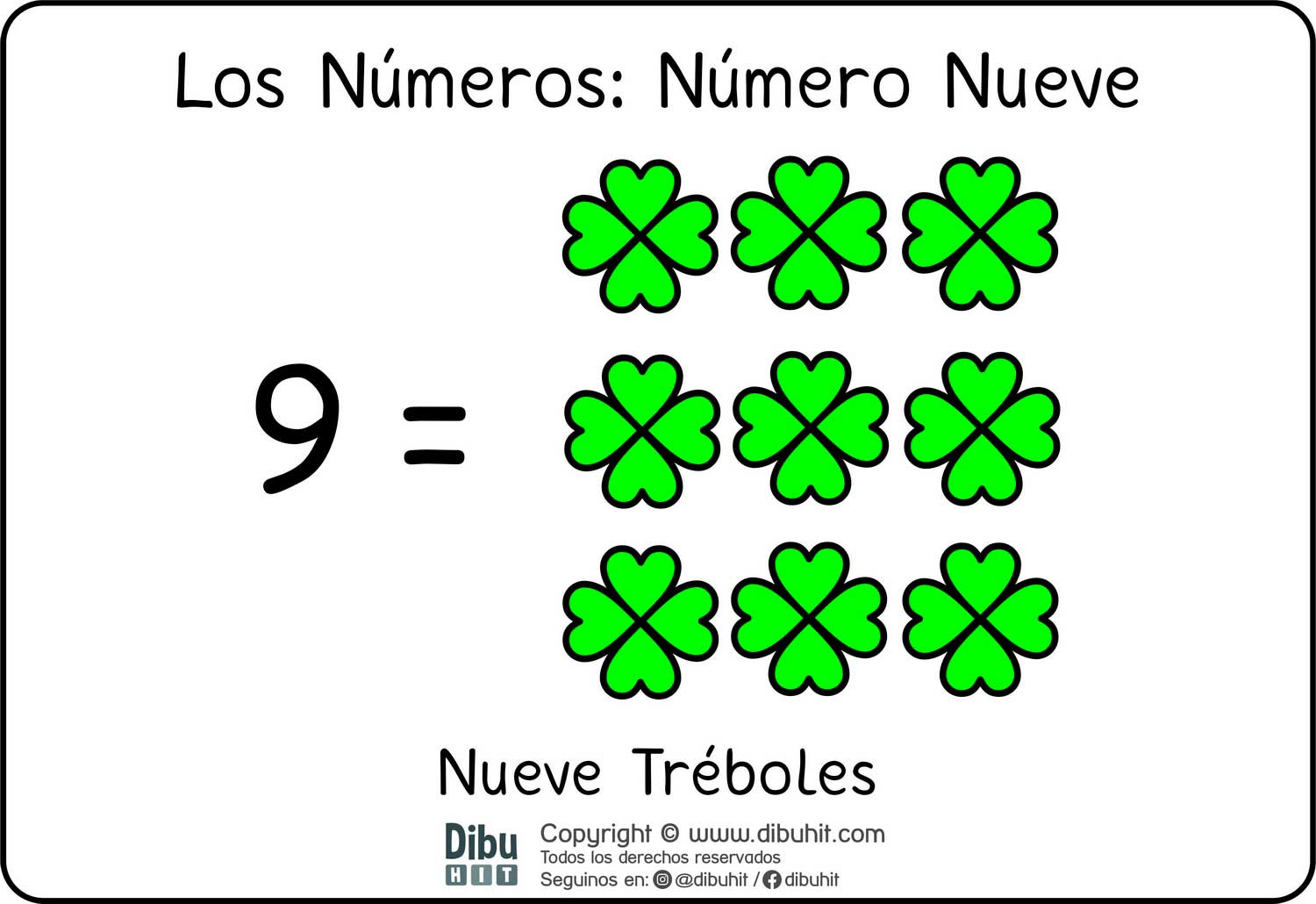 Lamina didactica numero 9 treboles verdes