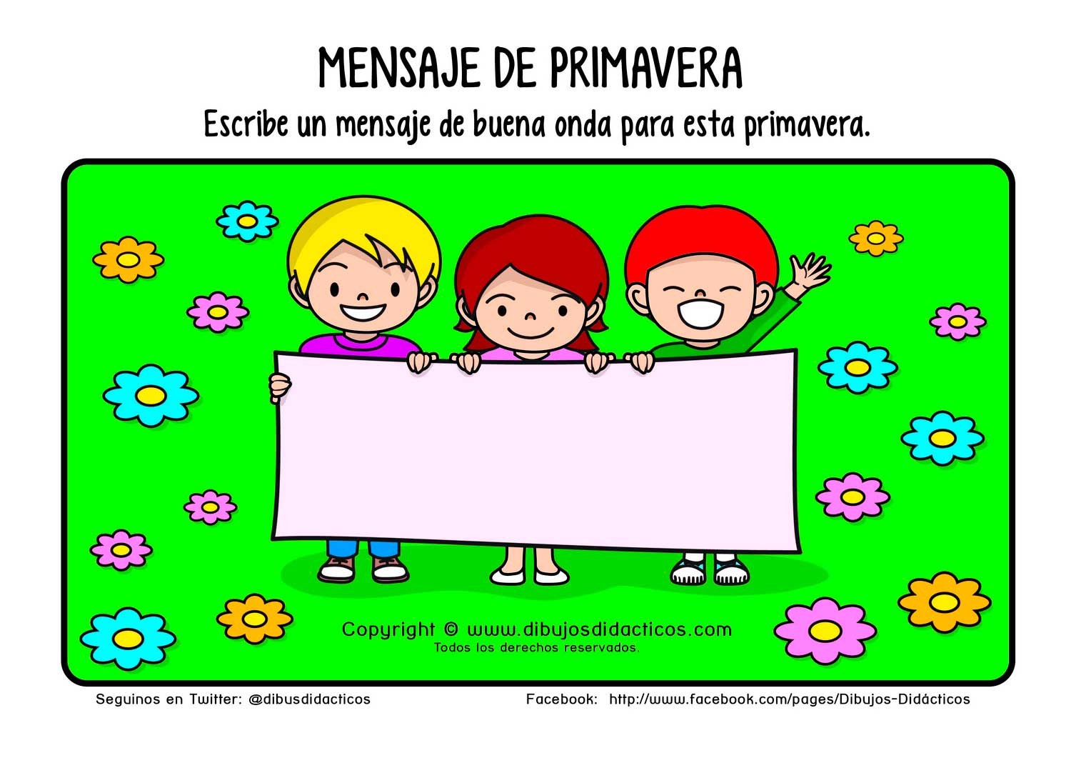 Lamina didactica primavera niños flores de colores