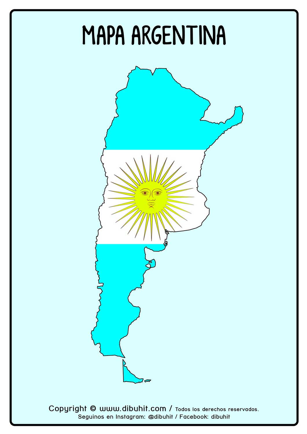 Mapa de Argentina con bandera color