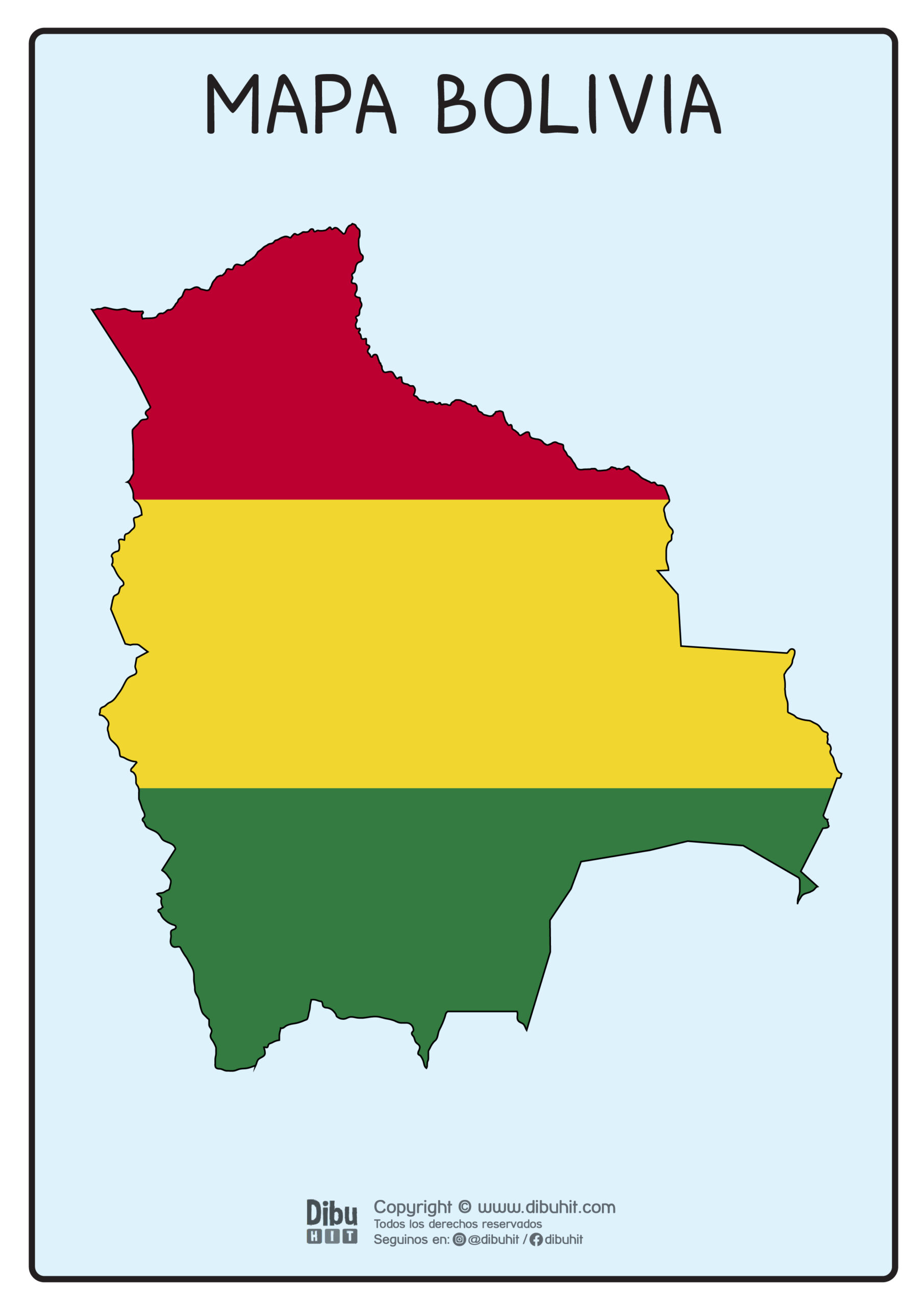 Mapa de Bolivia con bandera color