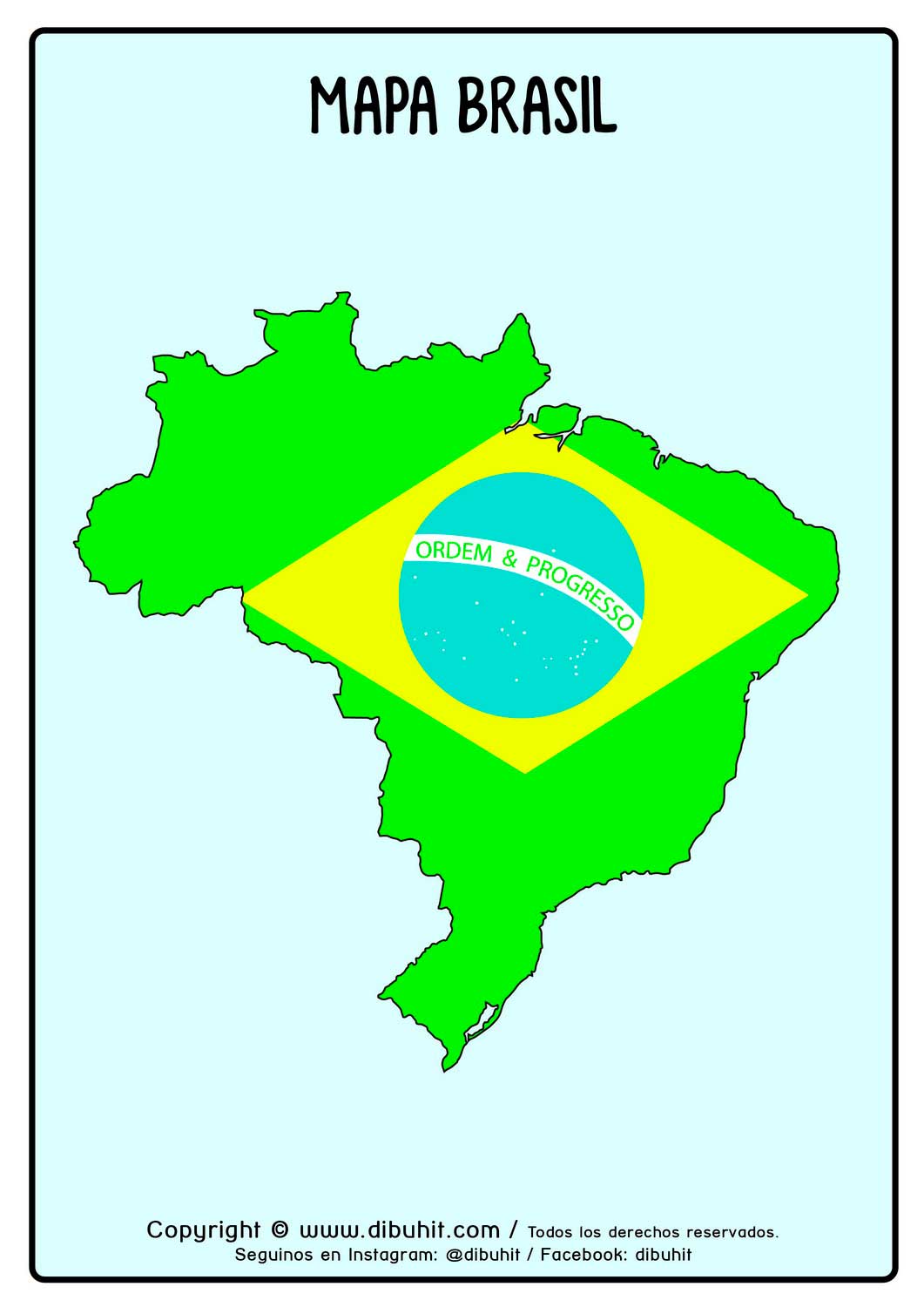 Mapa de Brasil con bandera color