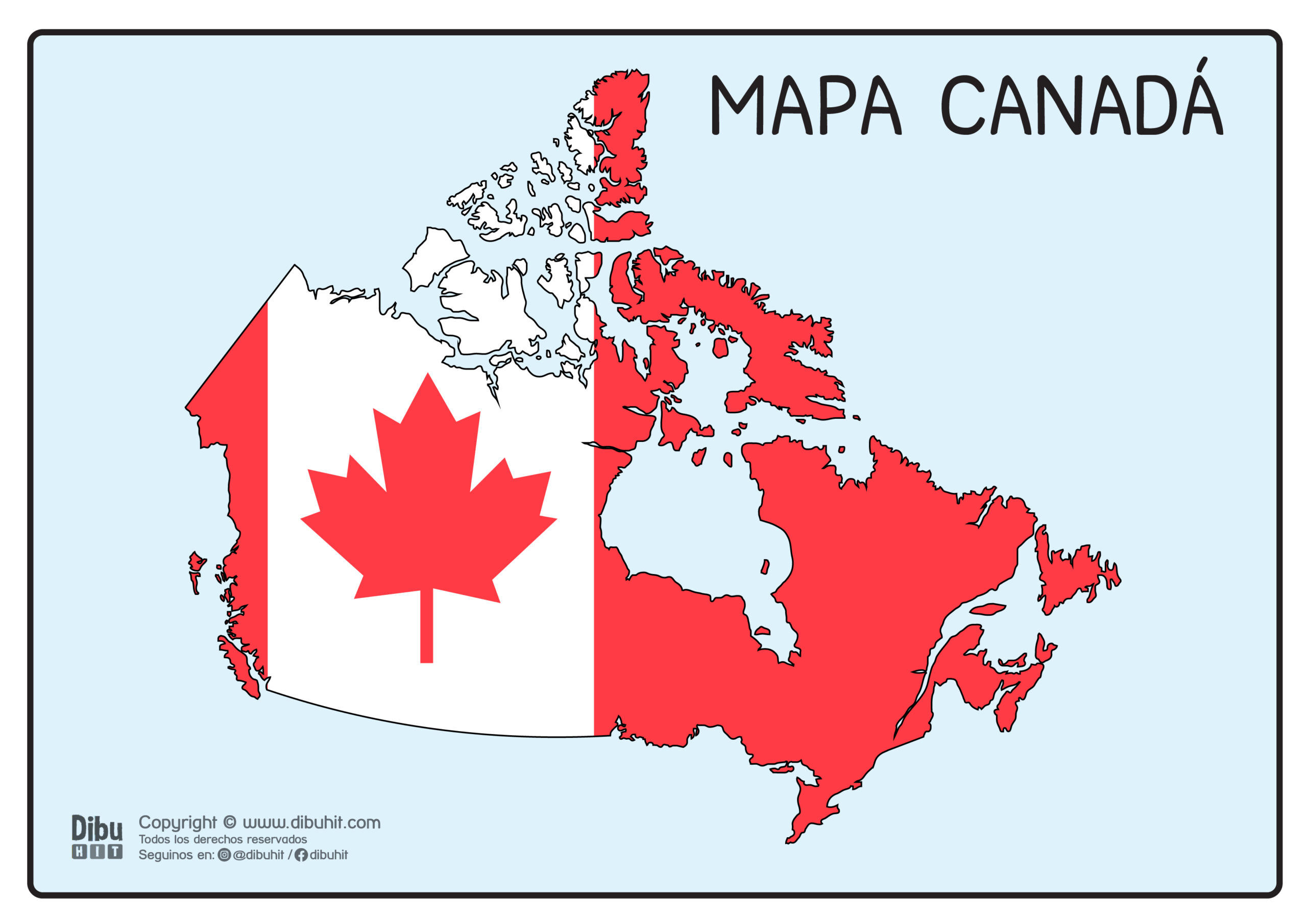 Mapa de Canada con bandera color